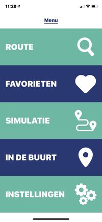 Het hoofdmenu van de N-Vibe app